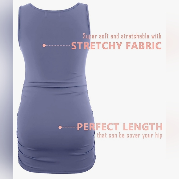 Womens Maternity Side Ruched Tank Top - Picture 4 of 10
